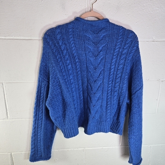 Anthropologie Pilcro blue cable knit rolled mock pullover sweater - Picture 11 of 11